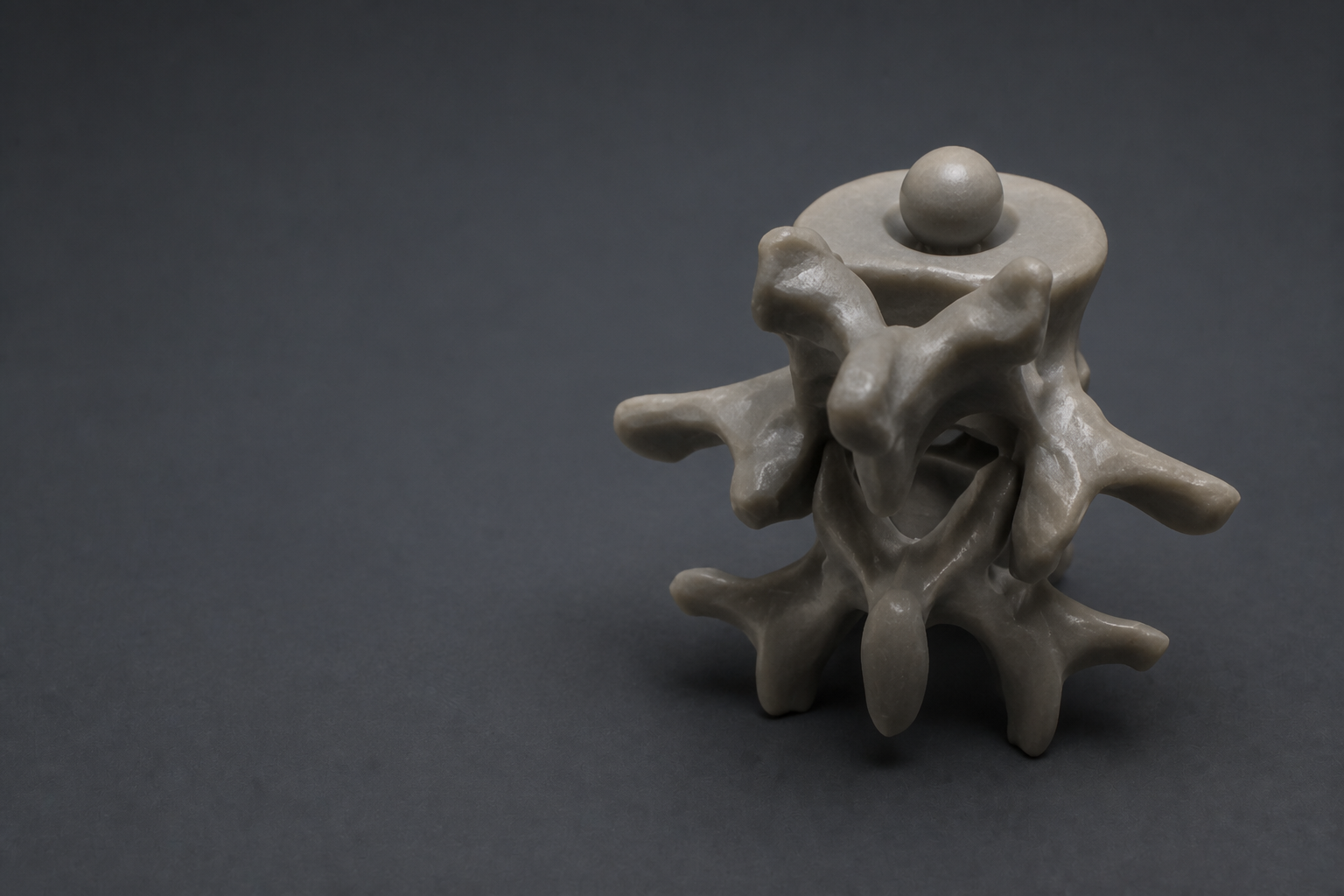 Dettaglio anatomico stampato in resina grigia