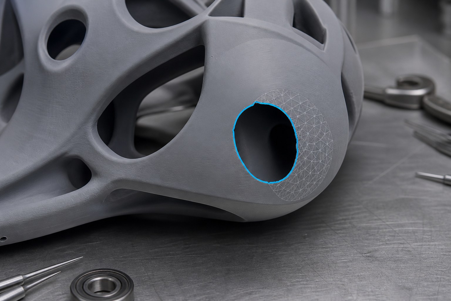 Mesh STL con bordo aperto su superficie curva e riparazione adattiva — Castalia Lab