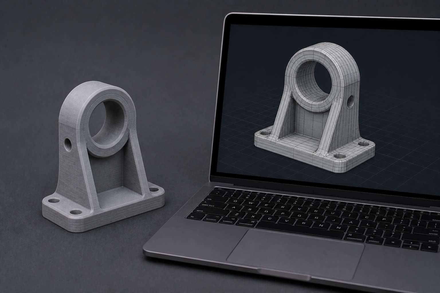 Mesh sul laptop e pezzo fisico stampabile — Castalia Lab
