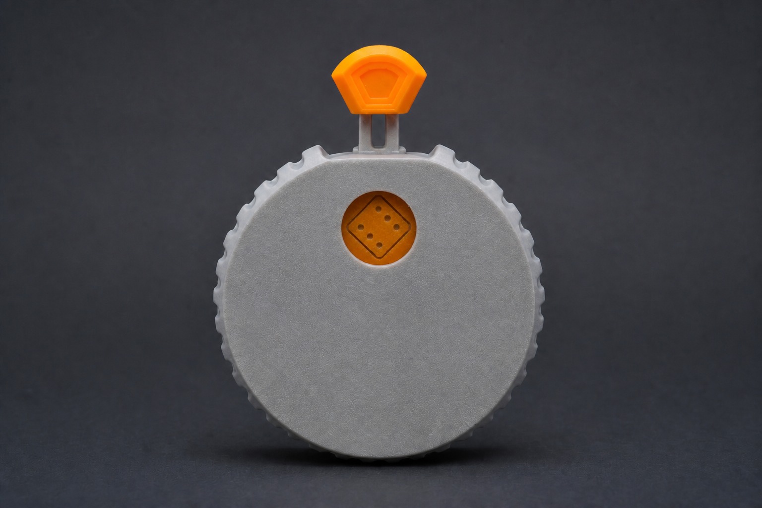 Mechanical Dice Spinner: disco D6, pulsante, finestra con i pips
